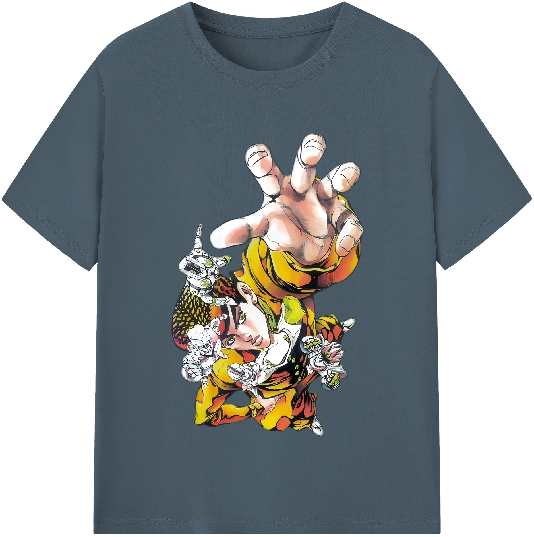 （画像用） ジョジョの奇妙な冒険 ひがしかた じょうすけ JoJo's Bizarre Adventure Higashikata Josuke 綿100％半袖Tシャツ（フロントプリント）
